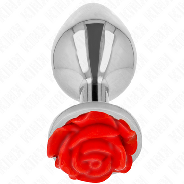 Plug anale in acciaio con rosa rossa, eleganza e sicurezza
